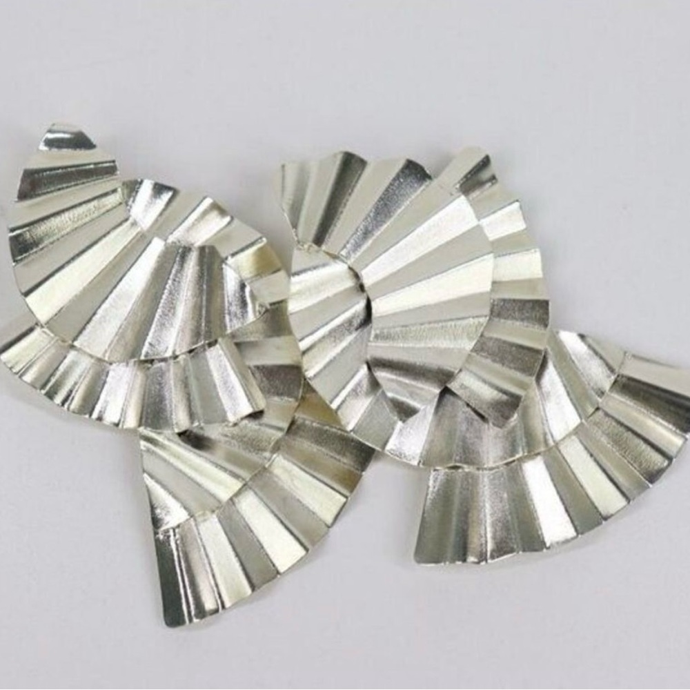 Silver Geometric Earrings - image 4